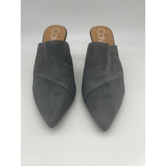 Calvin Klein Grecia Women Gray Suede pointed Toe Mule Heels Size 9.5 - Picture 4 of 11